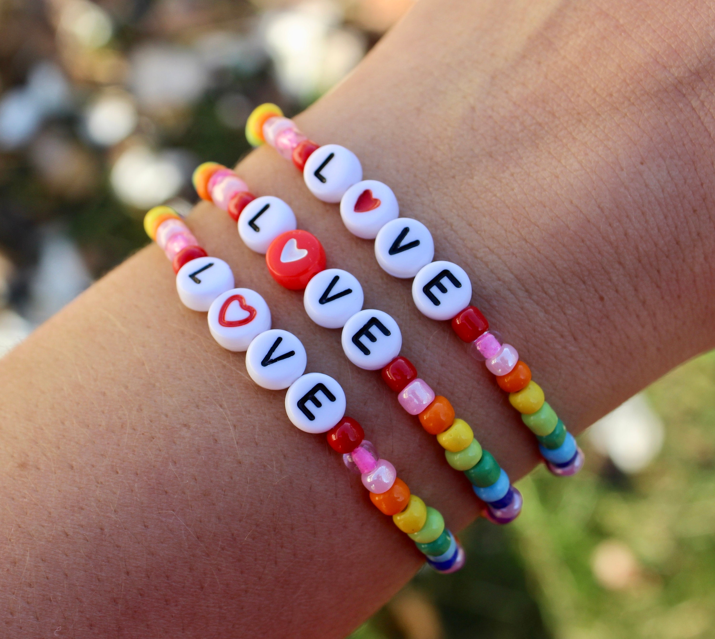 Love Pride Rainbow Beaded Patriotic Bracelet - Etsy