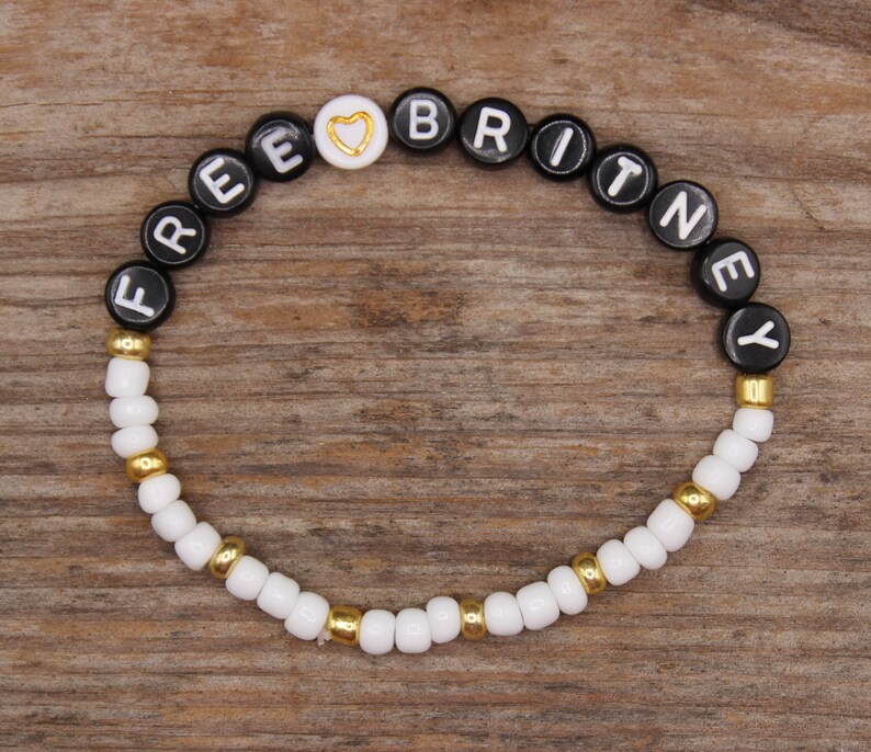 White /& Gold Free Britney Beaded Patriotic Bracelet