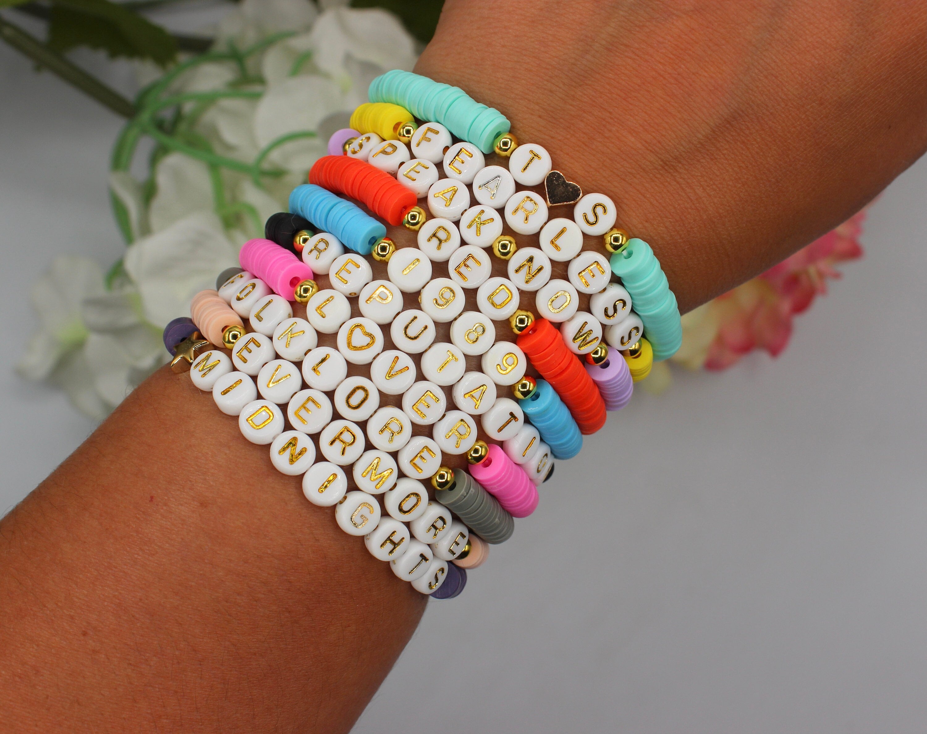 Set of 10 Taylor Swift Eras Tour Swiftie Heishi Bead Bracelet Set