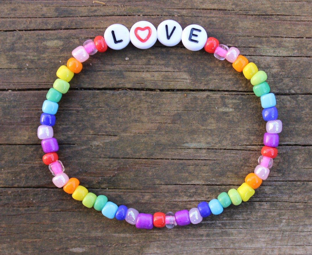 Love Pride Rainbow Beaded Patriotic Bracelet - Etsy