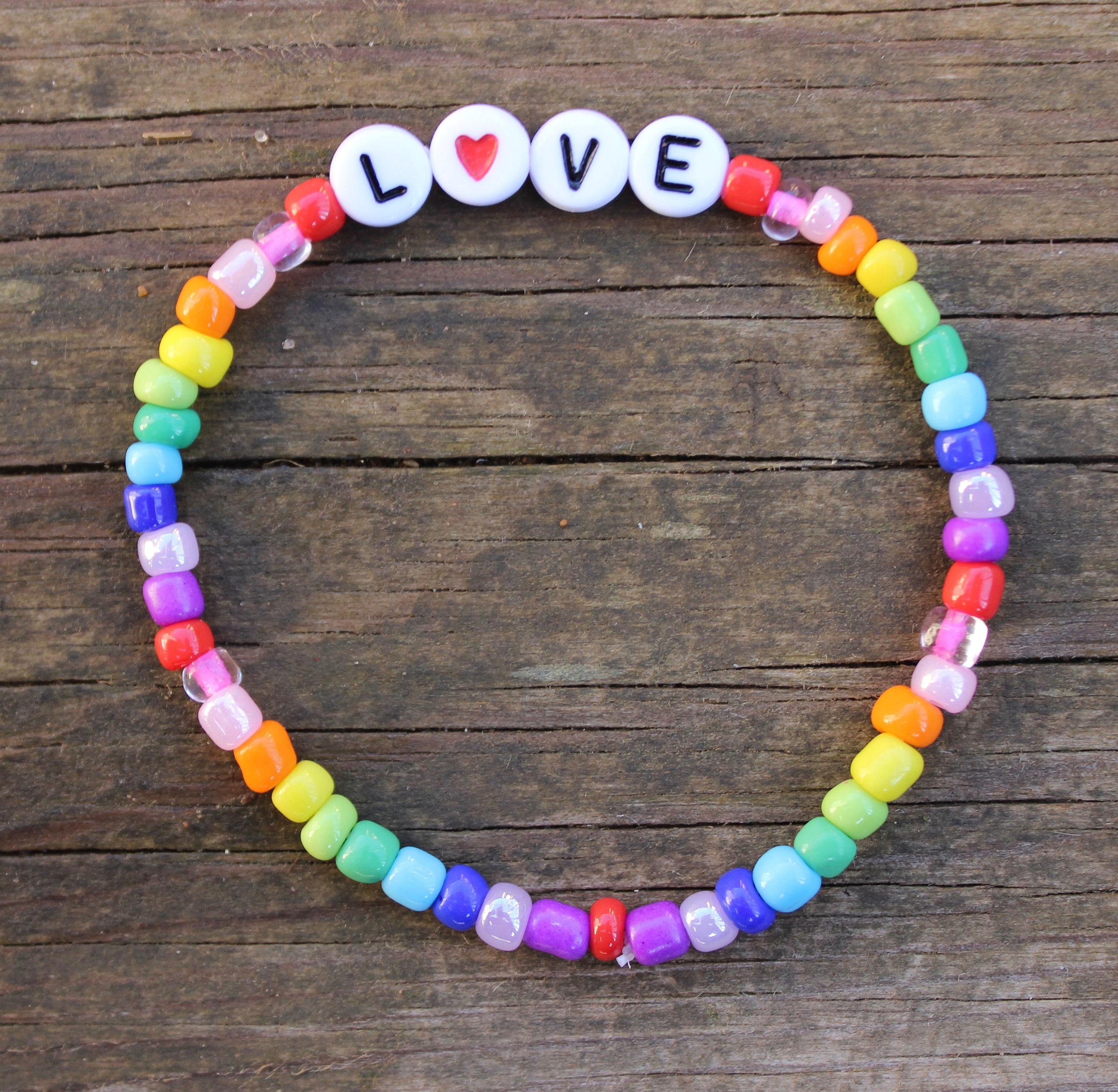 Love Pride Rainbow Beaded Patriotic Bracelet - Etsy