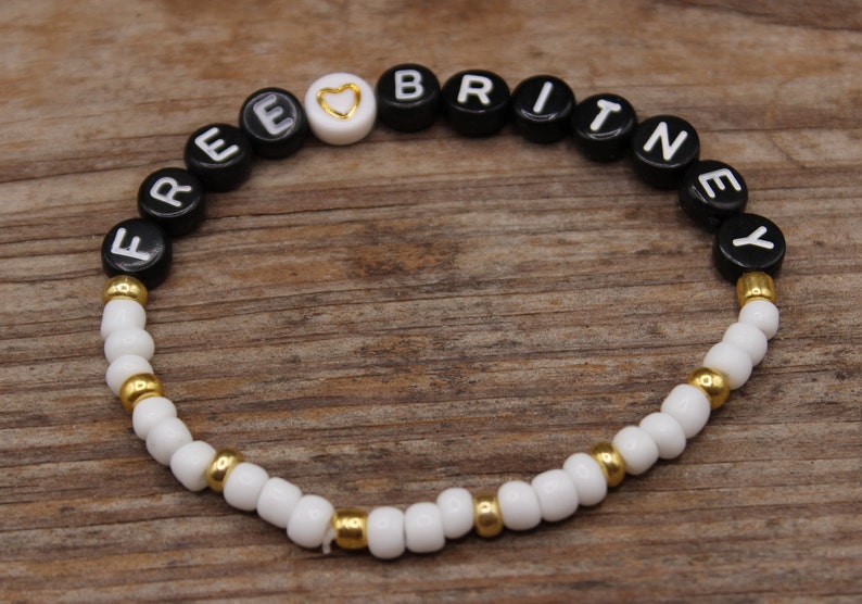 White /& Gold Free Britney Beaded Patriotic Bracelet