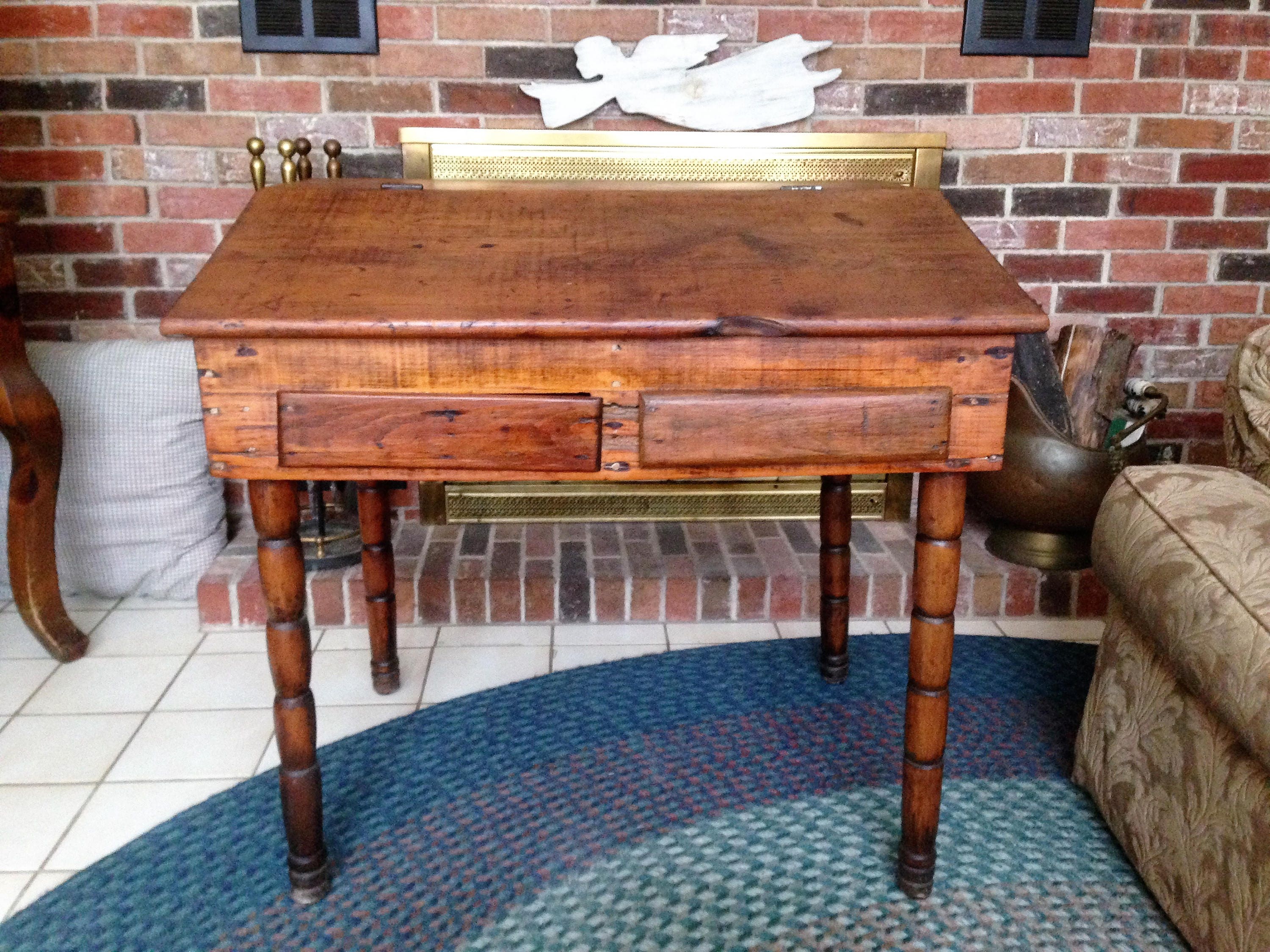 Early Primitive Slant Top Secretary Desk Etsy