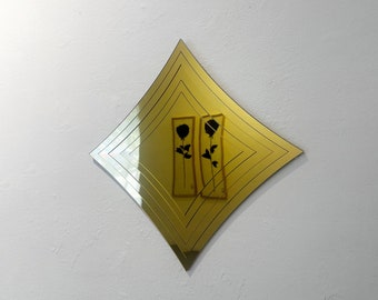 Gold Diamond Layered Mirror - espejo geométrico abstracto - 3 capas de color acrílico funky espejo amorfo espejo retro espejo vintage look