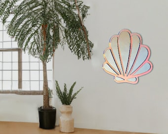 X-Large Seashell Reflector - large seashell wavy acrylic mirror seashell mirror amorphic mirror retro shell mirror retro object