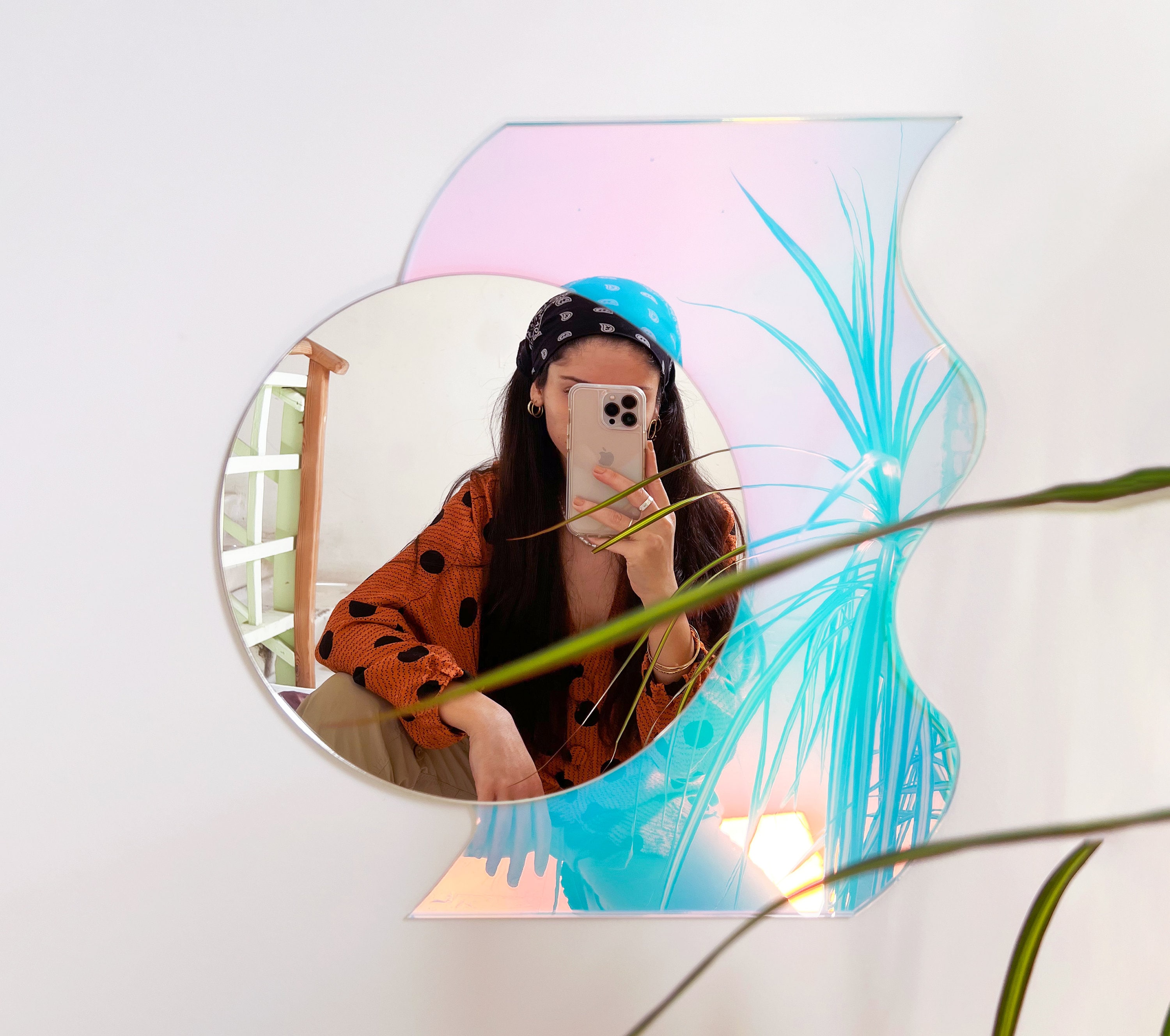 Rena Round Reflector mirror - wavy acrylic mirror wiggly mirror amorphic mirror retro mirror retro object