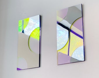 The Aqua Duo Reflector Mirrors - set of 2 artistic mirrors - funky wall art - acrylic mirror amorphic retro mirror retro object d'art