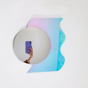 Rena Round Reflector mirror wavy acrylic mirror wiggly mirror amorphic mirror retro mirror retro object image 4