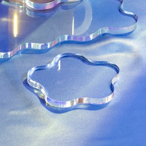 Flowy Flower Coasters - clear coasters retro shape wavy funky home decore wiggly decor centerpiece