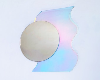 Rena Round Reflector mirror - espejo acrílico ondulado espejo ondulado espejo amorfo espejo retro objeto retro