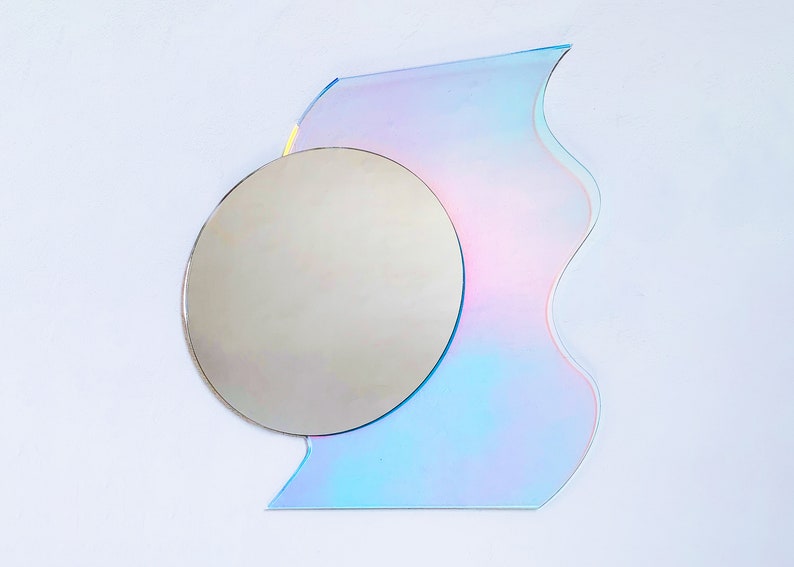 Rena Round Reflector mirror wavy acrylic mirror wiggly mirror amorphic mirror retro mirror retro object image 1