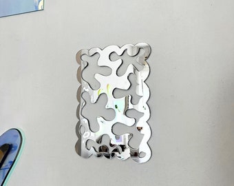 Marine Mirror - Espejo de arte de pared Wiggly Silver, algas onduladas espejo artístico decoración de pared espejo retro objeto de decoración del hogar