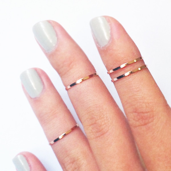 4 Above the Knuckle Rings - Rose Gold Midi Rings - thin Knuckle Rings, Rose gold  ring set