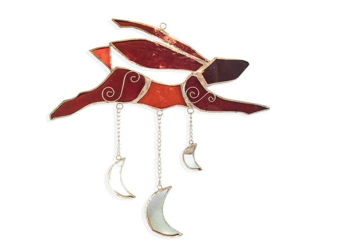 Stained Glass Hare and Moon Hanging - Etsy