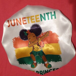 Juneteenth Satin Hair Bonnet for girls, African, Hair Care,