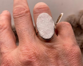 White Drusey Aura ring
