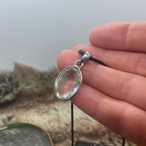 Rock Crystal pendant with Free black cord