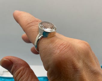 Sterling silver Rock Crystal ring
