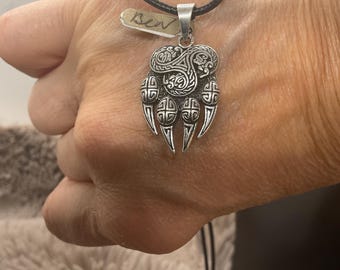 Sterling Silver bear claw symbolic pendant