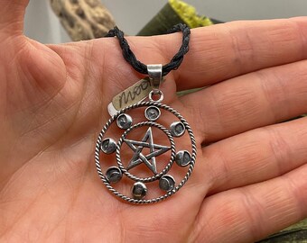 925 Sterling Silver Hecate Triple Moon Goddess Necklace Snake Moon Phases Wicca Pagan Jewelry