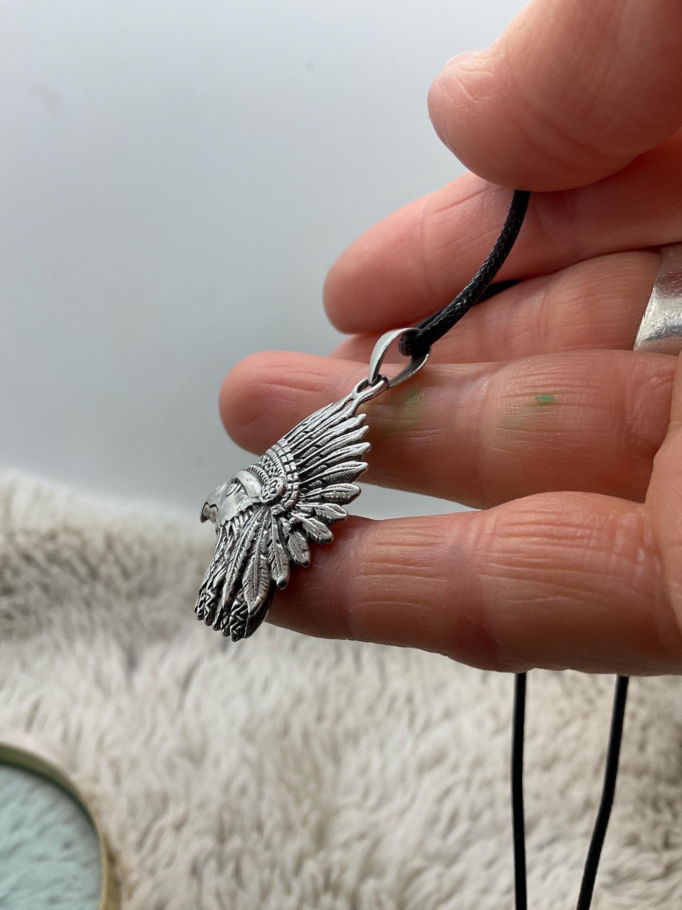 Sterling Silver Native American Eagle,with Headress Pendant. - Etsy
