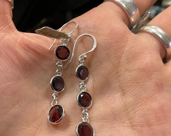Three drop Garnet earrings