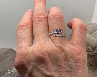 Adjustable Amethyst Leaf ring