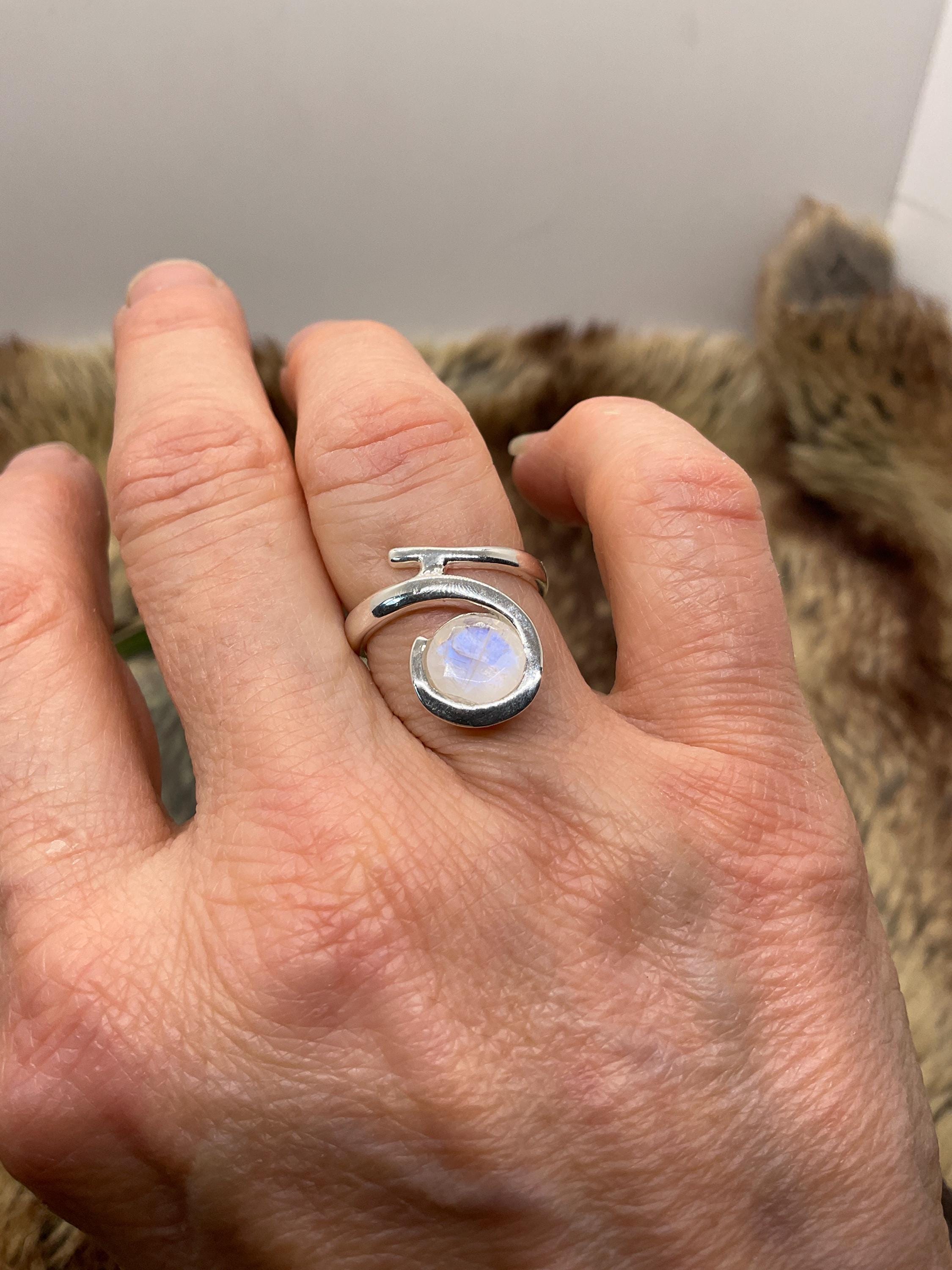 レインボームーンストーン/ラブラドライトリング - Etsy 日本