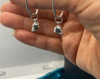 Sterling Silver Skull Hoop Earrings