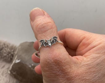 Sterling silver cute Bat ring