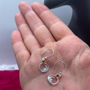 Delicate  Hessunite Garnet drop earrings
