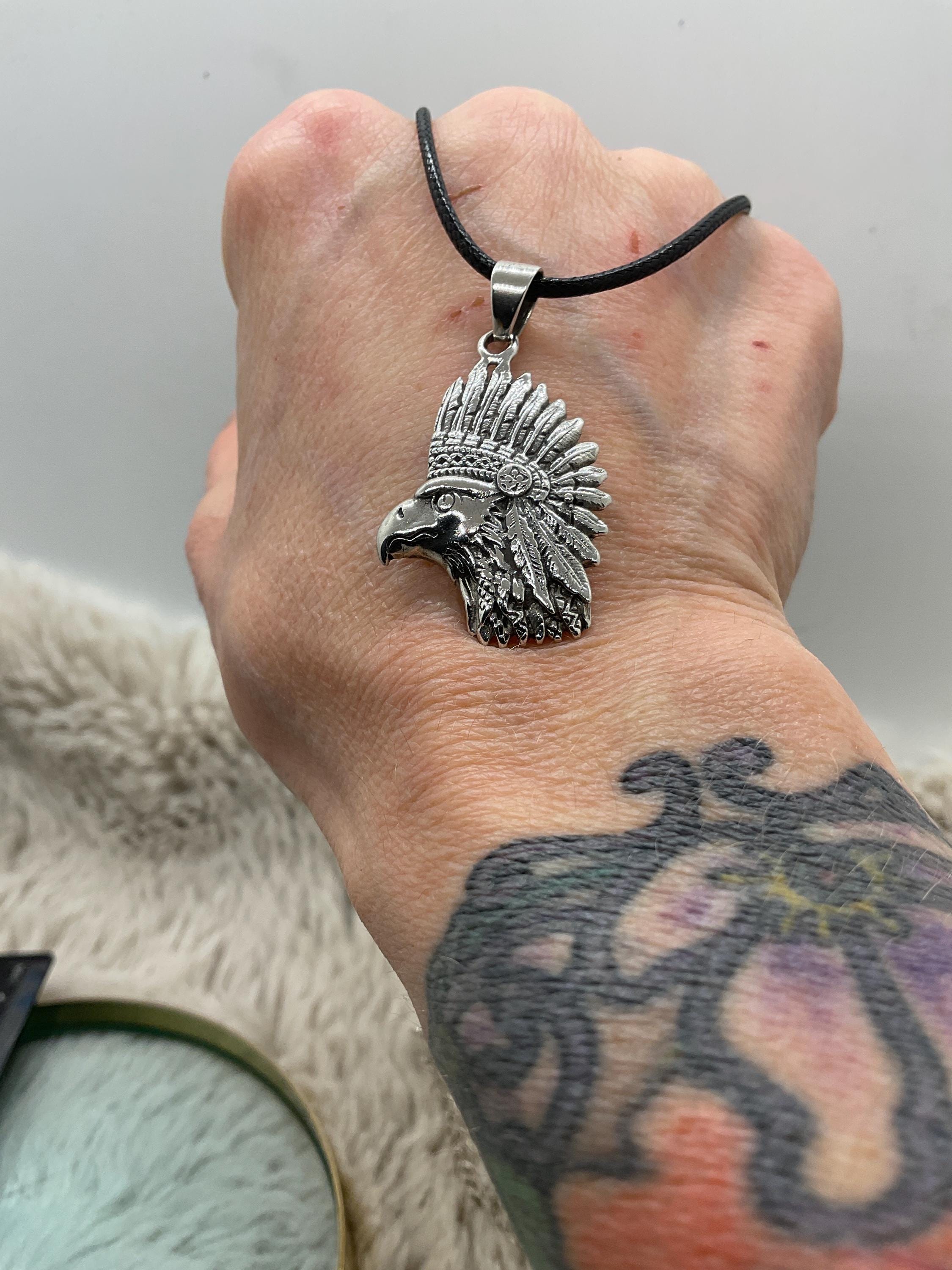 Sterling Silver Native American Eagle,with Headress Pendant. - Etsy