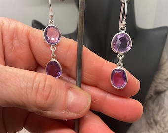 Pendientes de amatista colgantes