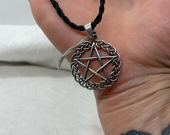 Sterling Silver Pentagram Pendant: Adjustable Cord Necklace
