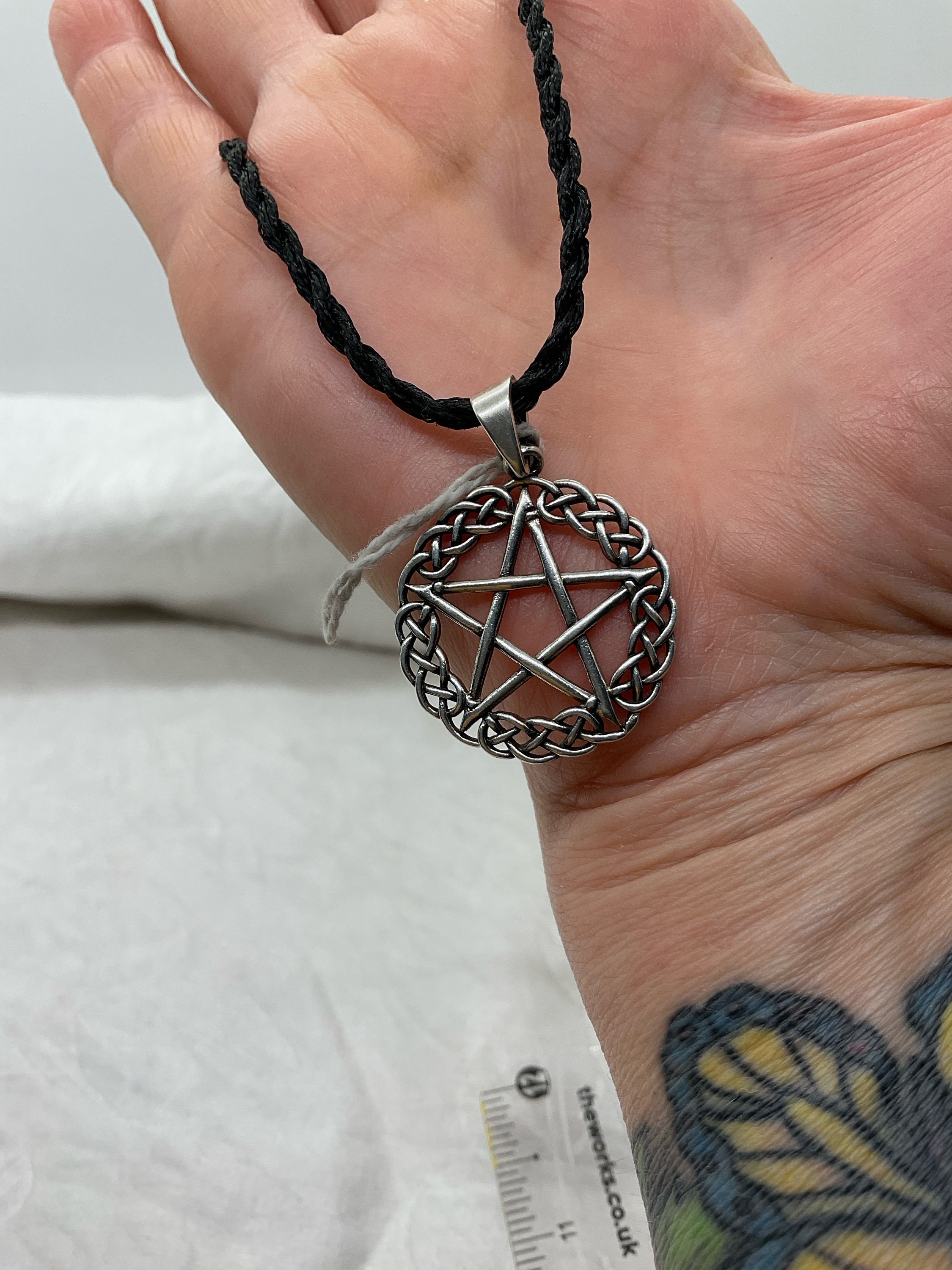 服/ファッション AzureGreen: Interwoven Pentagram pendant Sterling Silver Pentagram Pendant: Adjustable Cord Necklace - Etsy