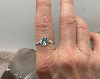 Adjustable Round Aquamarine ring