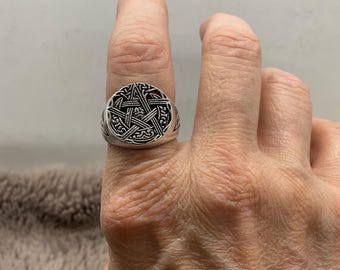 Sterling silver Pentagram Tree Ring