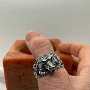 Sterling silver Celtic knot work wolf ring