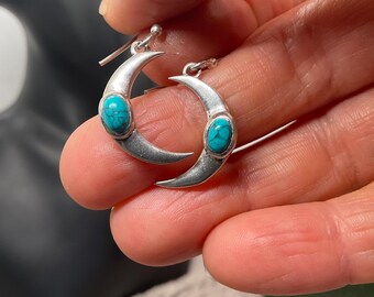 Turquoise moon earrings
