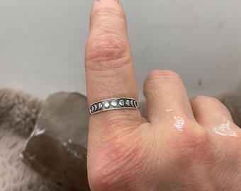 Sterling silver Moon Phase ring