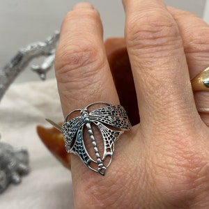Dragonfly Gothic sterling silver ring