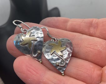 Sterling Silver Hammered Heart earrings