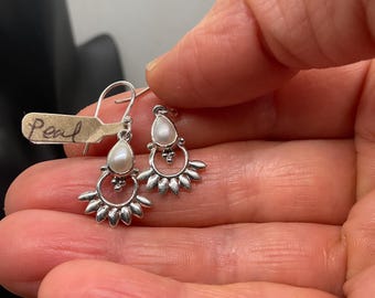 Pearl Lotus drop earrings