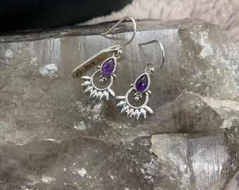 Amethyst Lotus drop earrings