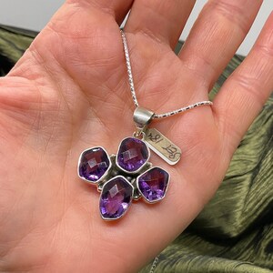 Facated Fancy Amethyst pendant and FREE 18” sterling silver popcorn chain