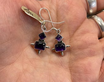 Amethyst tribal drop earrings