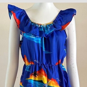 80s Vintage Sun Dress Abalone Buttons Cheetah Flower main image 1