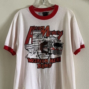1970s Augie Meyers Western Head Band Ringer T-Shirt