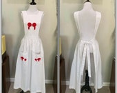 NOVELTY APRON DRESS Peasant Picnic Prairie Smock Mushroom Print 60s 70s Vintage Maxi Dress Boho Caftan Hippie Fiesta Gypsy Festival Frida