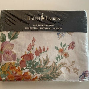 Vintage Ralph Lauren Southampton Floral Twin Flat Sheet - 1988 Deadstock